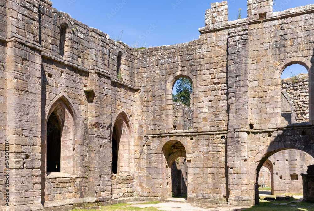 Crumbling remains of Fountains Abbey and Studley Royal cathedral Crumbling remains of Fountains Abbey and Studley Royal cathedral