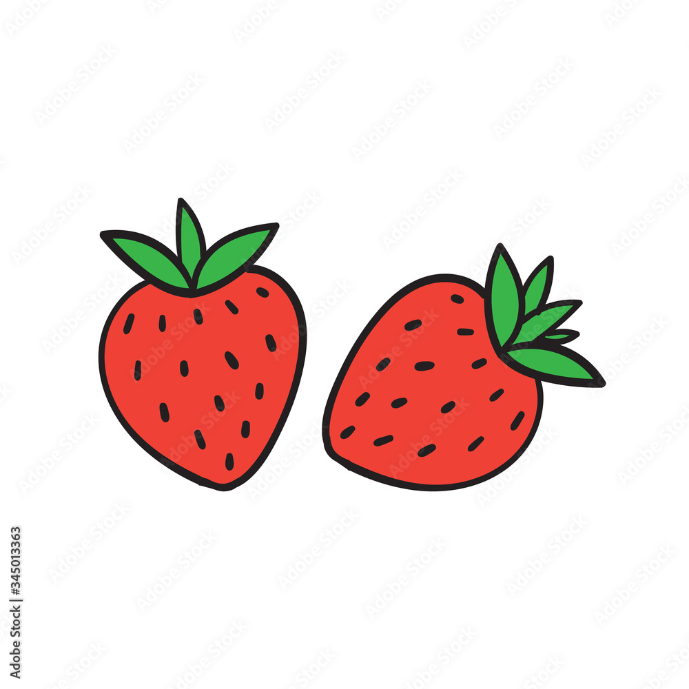 hand drawn doodle strawberry fruit illustration cartoon vector hand drawn doodle strawberry fruit illustration cartoon vector
