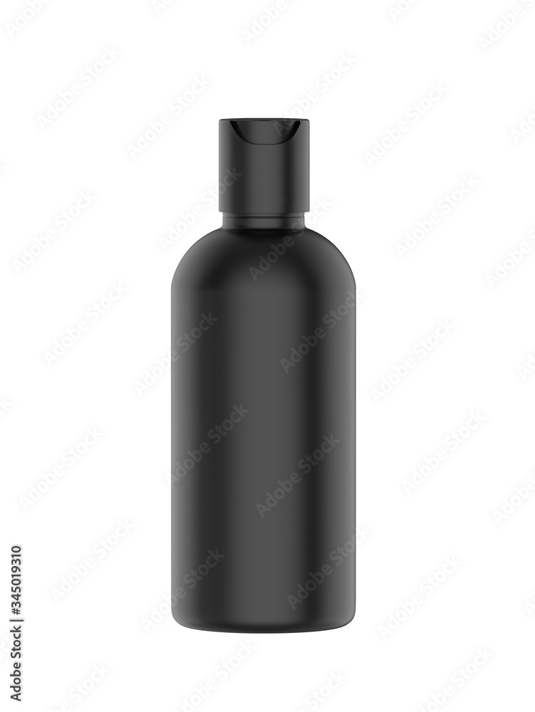 Blank cosmetic bottle with disc press cap for branding and mock up, 3d render illustration. Blank cosmetic bottle with disc press cap for branding and mock up, 3d render illustration.