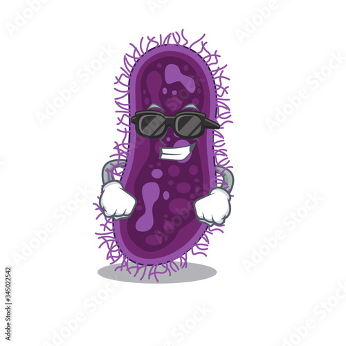 Cool lactobacillus rhamnosus bacteria cartoon character wearing expensive black glasses