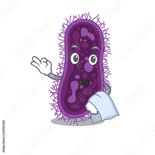 A cartoon character of lactobacillus rhamnosus bacteria waiter working in the restaurant