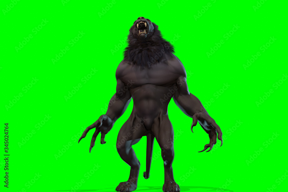 Fantasy character Humanoid Lion in epic pose - 3D render Fantasy character Humanoid Lion in epic pose - 3D render