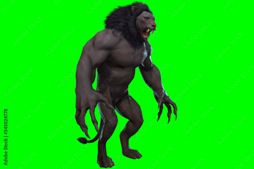 Fantasy character Humanoid Lion in epic pose - 3D render Fantasy character Humanoid Lion in epic pose - 3D render