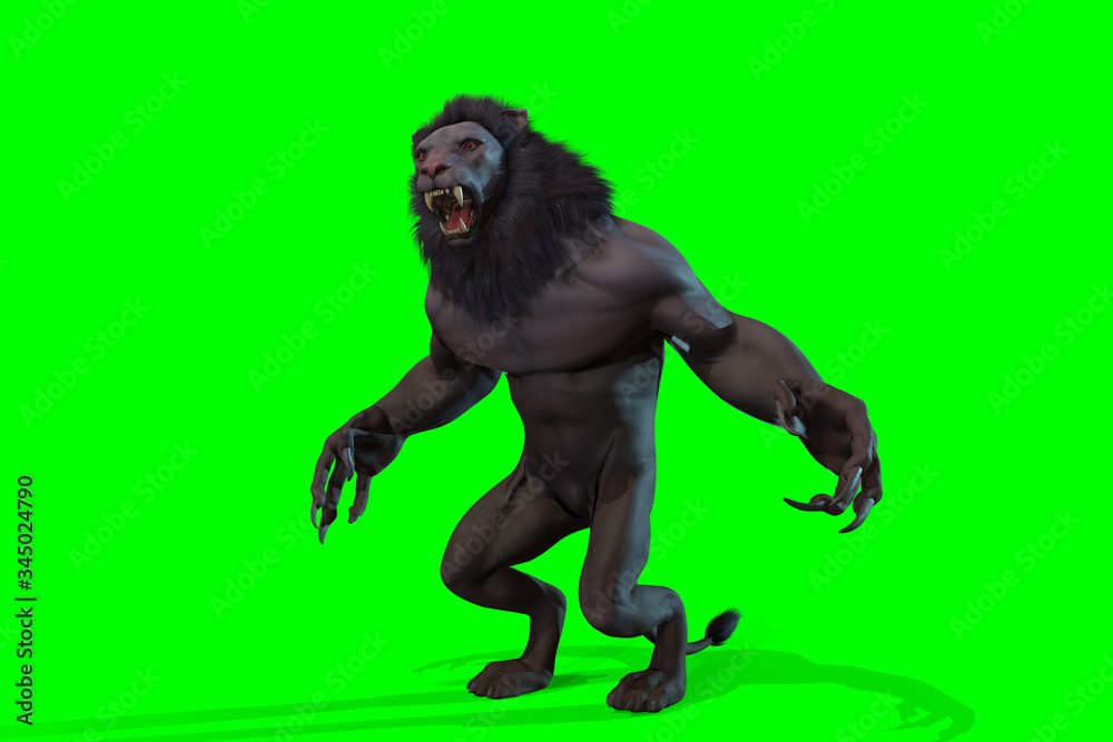 Fantasy character Humanoid Lion in epic pose - 3D render Fantasy character Humanoid Lion in epic pose - 3D render