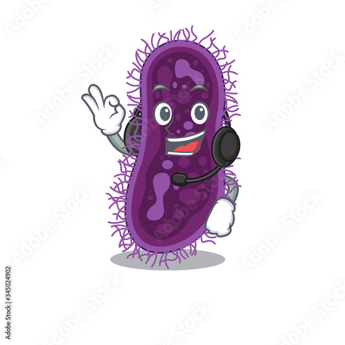 A gorgeous lactobacillus rhamnosus bacteria mascot character concept wearing headphone
