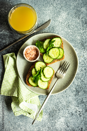 Healthy lunch with vegetable toasts