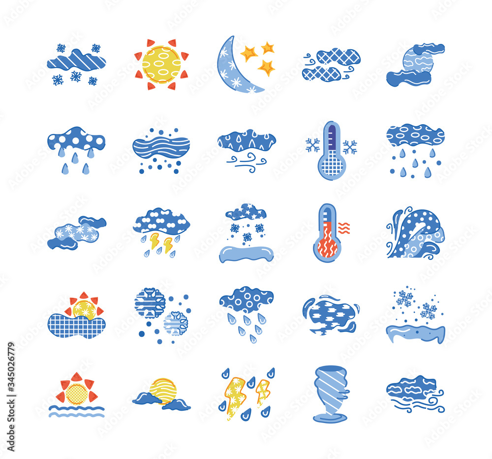 Obraz premium bundle of weather symbols set icons