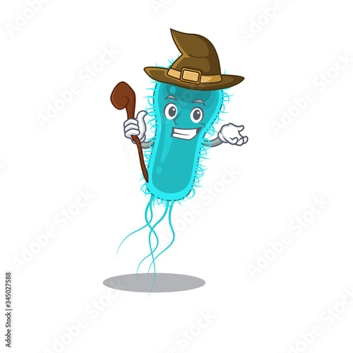 Escherichia coli bacteria sneaky and tricky witch cartoon character