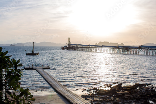 Blurry black shadow background, twilight evening by the sea, natural beauty during the day