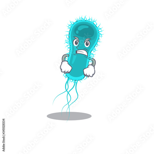 Mascot design concept of escherichia coli bacteria with angry face