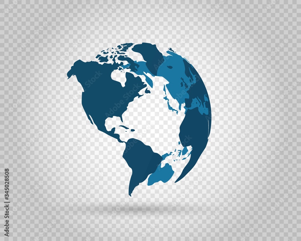 Fototapeta premium Earth globe icon on transparent background. Vector illustration