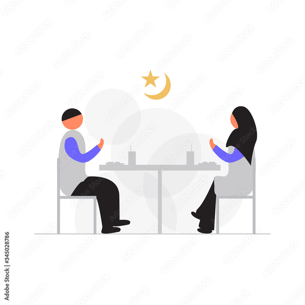 Breaking the fast together or iftar in the month of Ramadan. Perfect for cover, brochure, poster, book, banners, flyers, landing page, social media content.