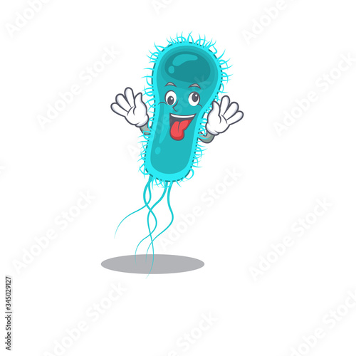 A cartoon design of escherichia coli bacteria having a crazy face