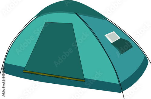 The tent is tourist, the tent is folding, compact for hiking. Vector image