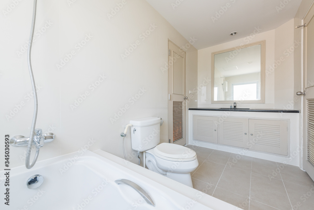 White toilet clean and simple bathroom