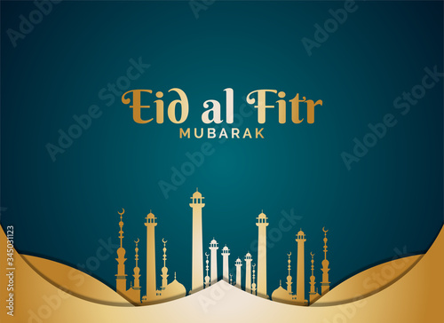 Eid al Fitr Design with Golden Concept