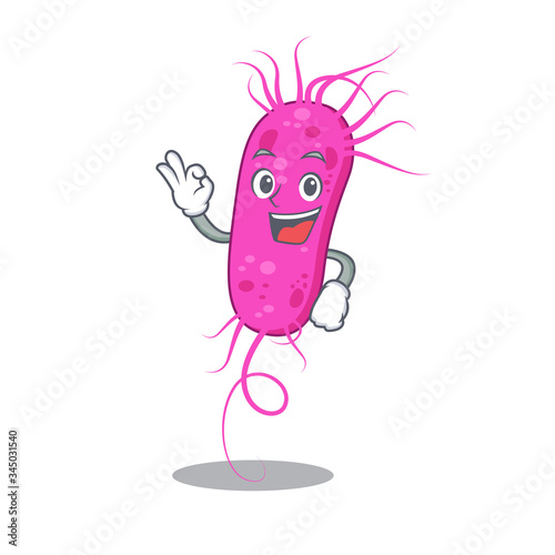Pseudomoa bacteria mascot design style with an Okay gesture finger
