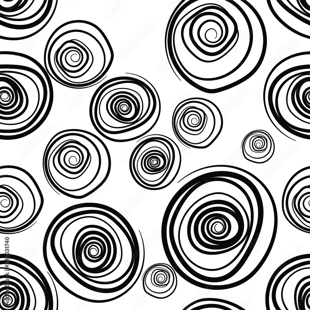 Black abstract spirals on a white background. Seamless pattern Black abstract spirals on a white background. Seamless pattern