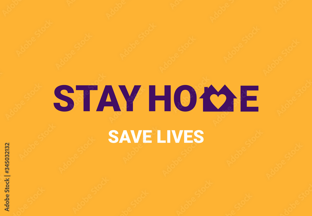 Stay at Home campaign with orange background suitable for web banner and poster Stay at Home campaign with orange background suitable for web banner and poster
