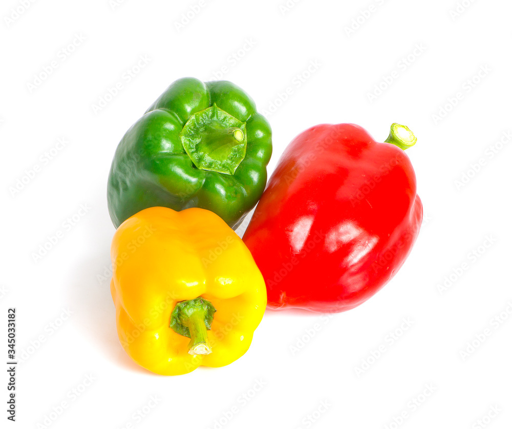 three bell peppers an isolated on white background three bell peppers an isolated on white background