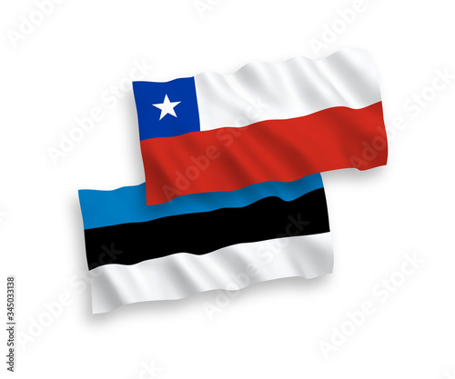 Flags of Chile and Estonia on a white background