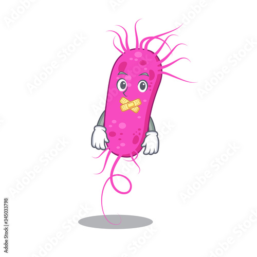 Pseudomoa bacteria cartoon character style with mysterious silent gesture