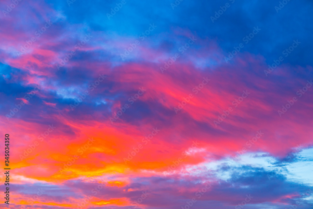 colorful  sunset sky with cloudy in summer.