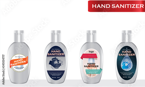 Hand sanitizer label design vector graphic template for packaging design.