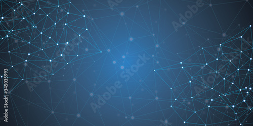 Geometric abstract background with connected line and dots. Network and connection background 