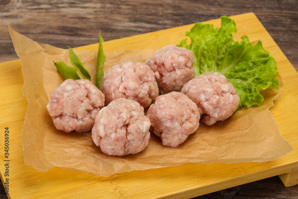Homemade raw pork minced meatball for cooking Homemade raw pork minced meatball for cooking