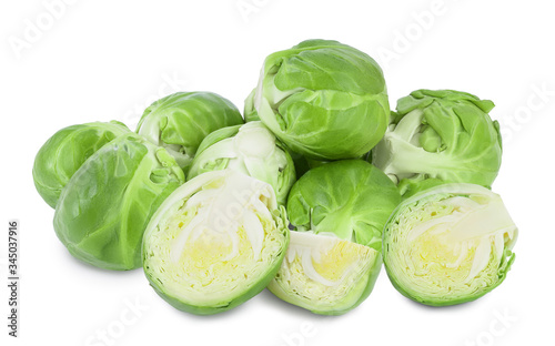 Brussels sprouts and half isolated on white background with full depth of field