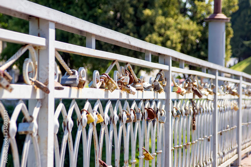 Love locks on bridge, Kamyanets-Podilsky, Ukraine