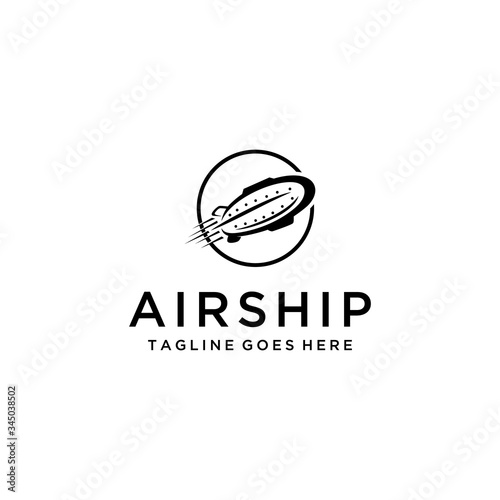 Creative modern simple airship with circle logo design template