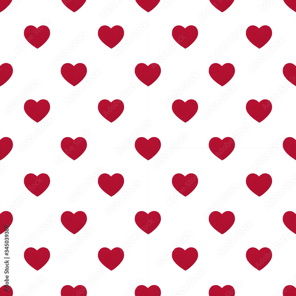 Seamless pattern of red hearts. Love concept. Design for packaging and backgrounds.