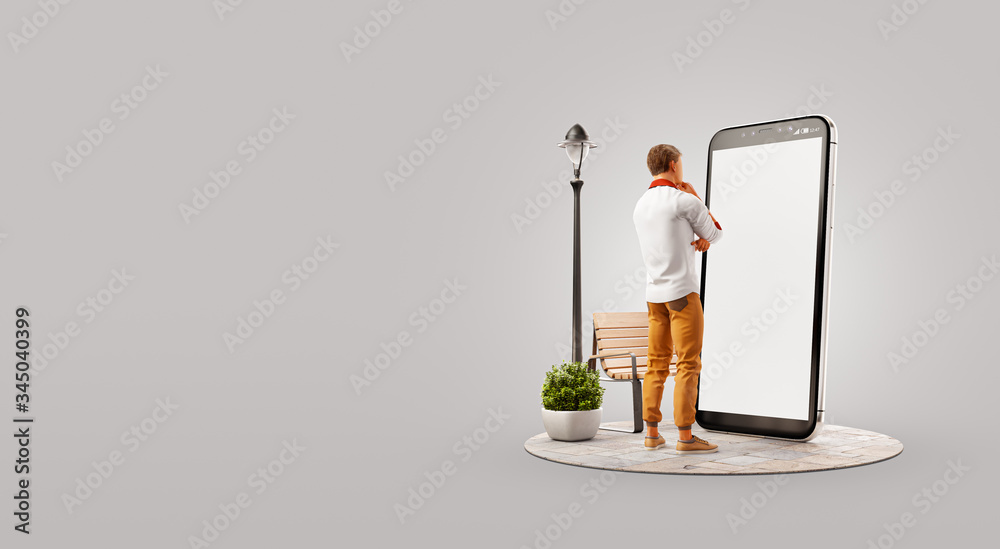 Fotografie Unusual 3d illustration smart phone application