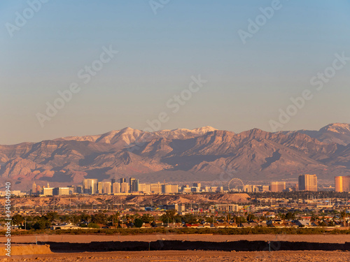 Photography Sunrise high angle view of the Strip skyline