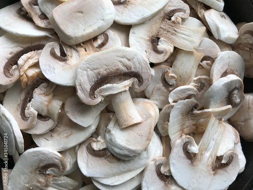 Champignon mushrooms. Champignon raw vegetable