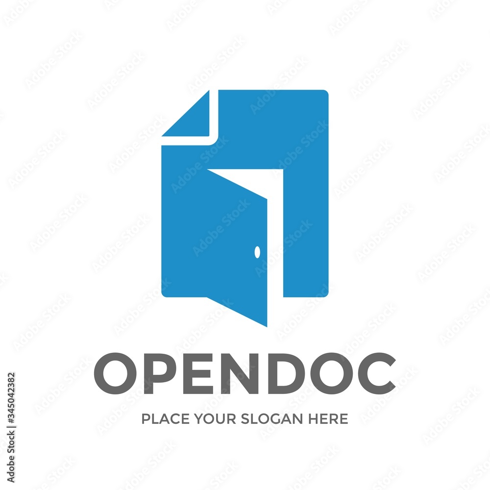 Open Document vector logo template with sheet symbol. This design suitable for file, job, office business.