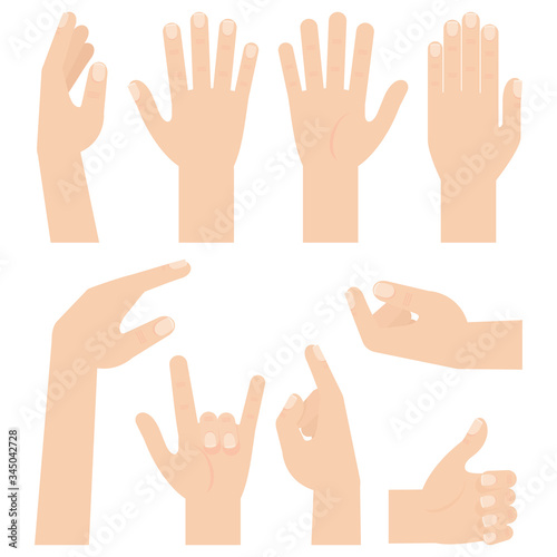 Hand gestures. Flat vector illustration.