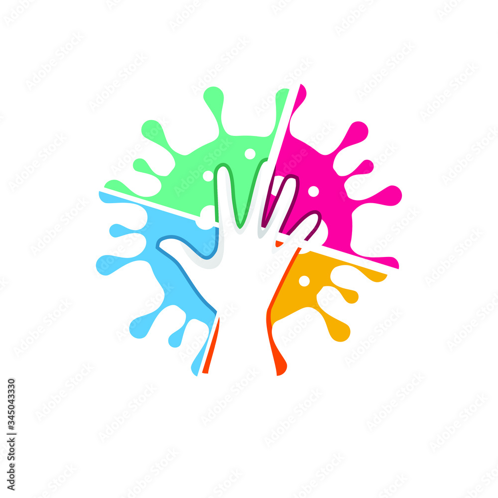 hands smash the colorful virus and germs vector illustration - obrazy, fototapety, plakaty 