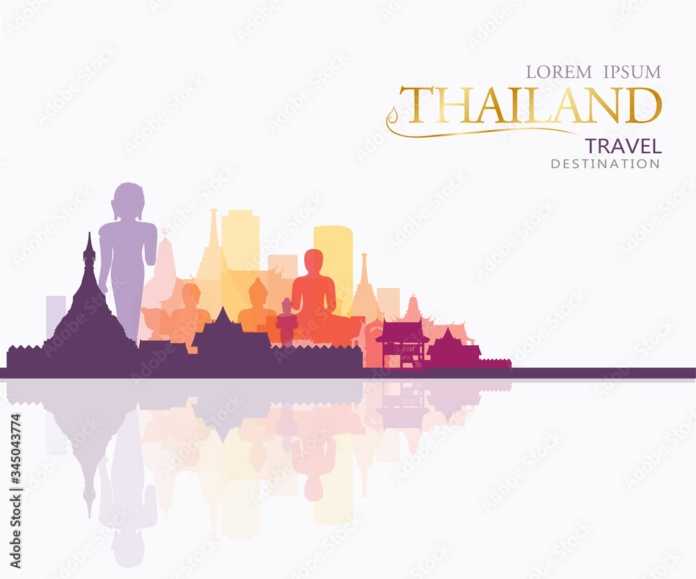 Thailand travel flat style. Vector and Illustration