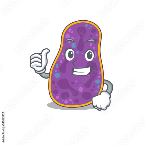 Shigella sp. bacteria cartoon character design making OK gesture