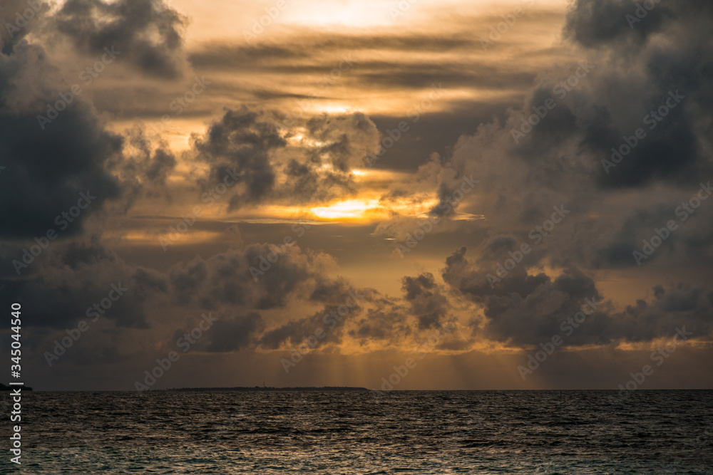 Sunset in maldivean heavenly island