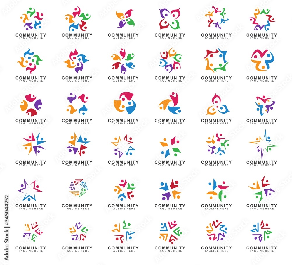 set of Team Work Logo Design set of Team Work Logo Design