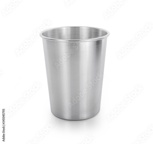 Stainless steel cup isolated on white background