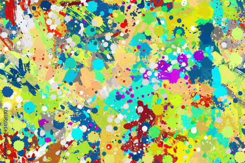 Abstract art oil drops and brush strokes. Multi-colored creative background. Design for fabrics  products. Seamless pattern.