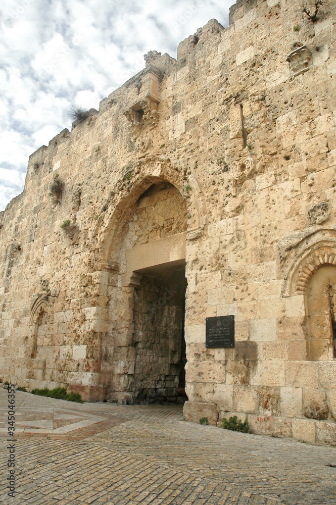 The Zion Gate, one of eight Gates of the Old City of Jerusalem, Israel