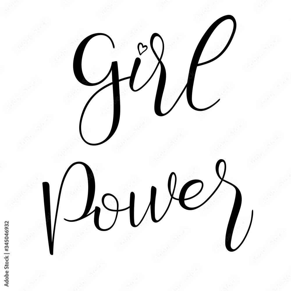 Girl Power brush hand lettering text isolated Girl Power brush hand lettering text isolated