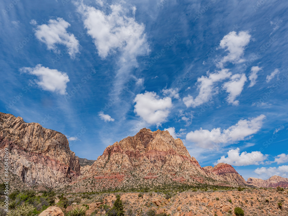 Sunny view of the beautiful Bridge Mountain in Red Rock Canyon area Sunny view of the beautiful Bridge Mountain in Red Rock Canyon area