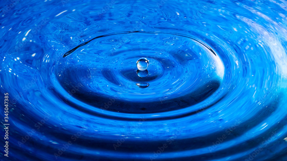 Blue images of swaying water, ripples and drops Blue images of swaying water, ripples and drops